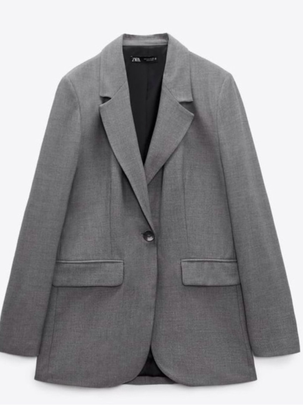Zara Grey Single-Button Tailored Blazer